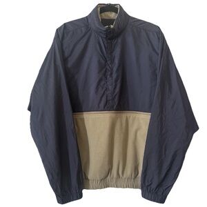 Descente 2-in-1 Jacket Vest XL Navy Tan Zip Off Insulated Windbreaker Golf